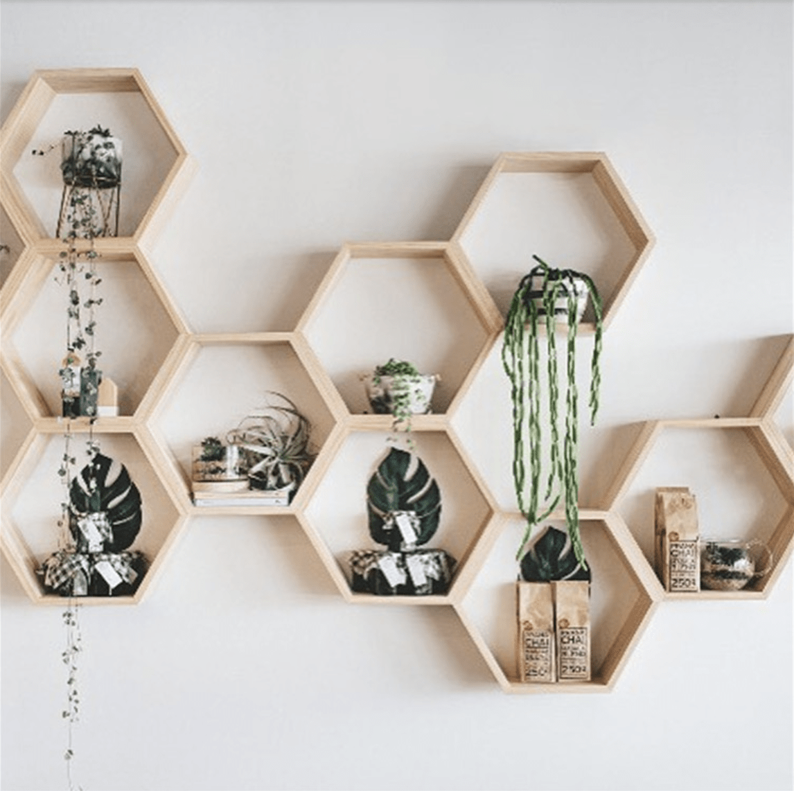 Wooden Hexa Shelf - Nordic Side - 