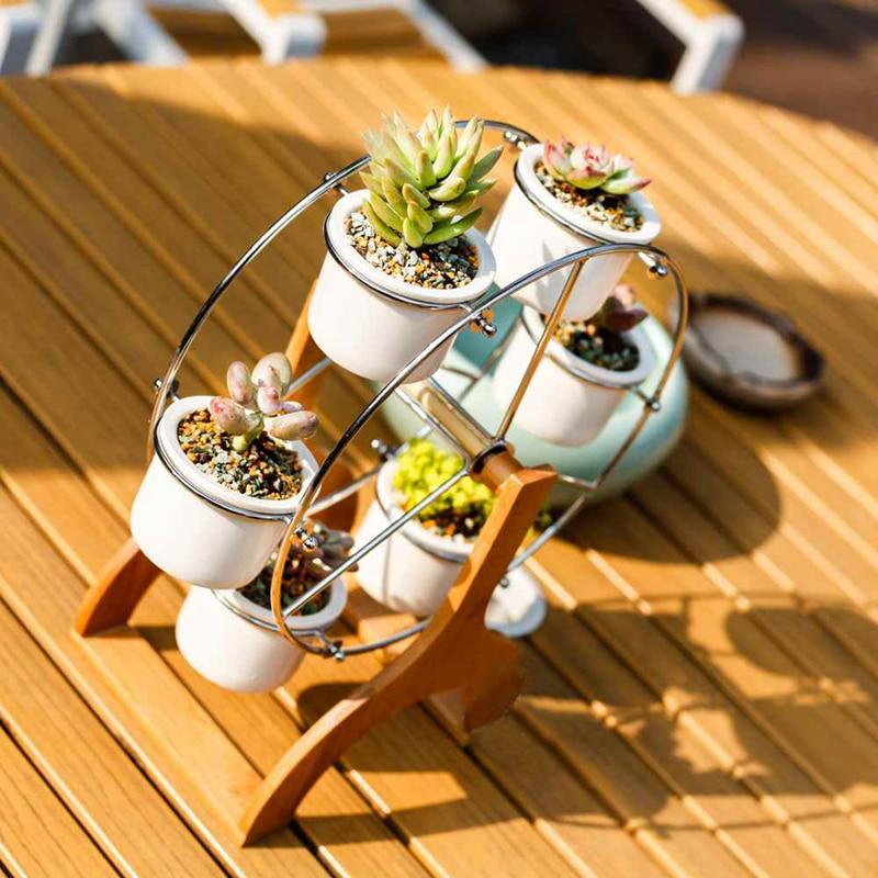 Coral - Ferris Wheel White Ceramic Flower Pots - Nordic Side - Modern Planters
