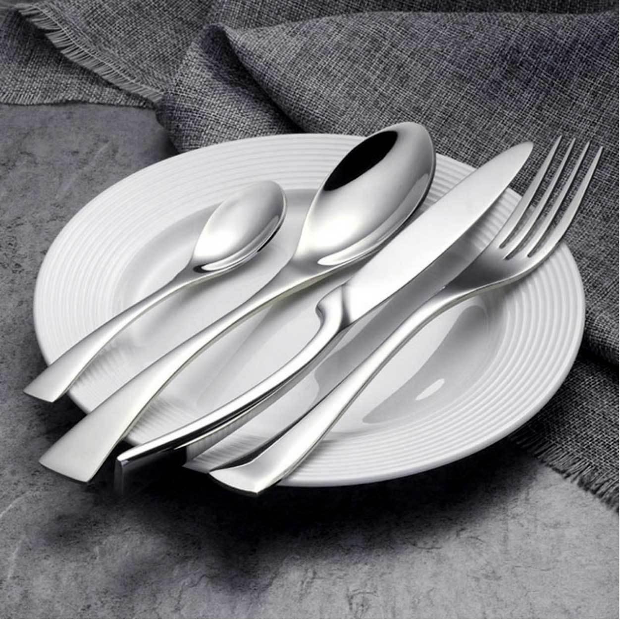 Silver Slim Metal Cutlery Set - Nordic Side - 