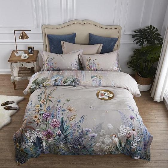 Sofia Floral Egyptian Cotton Duvet Cover Set - Nordic Side - 