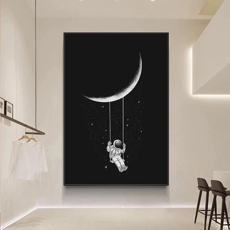 Astronaut Swinging on The Moon