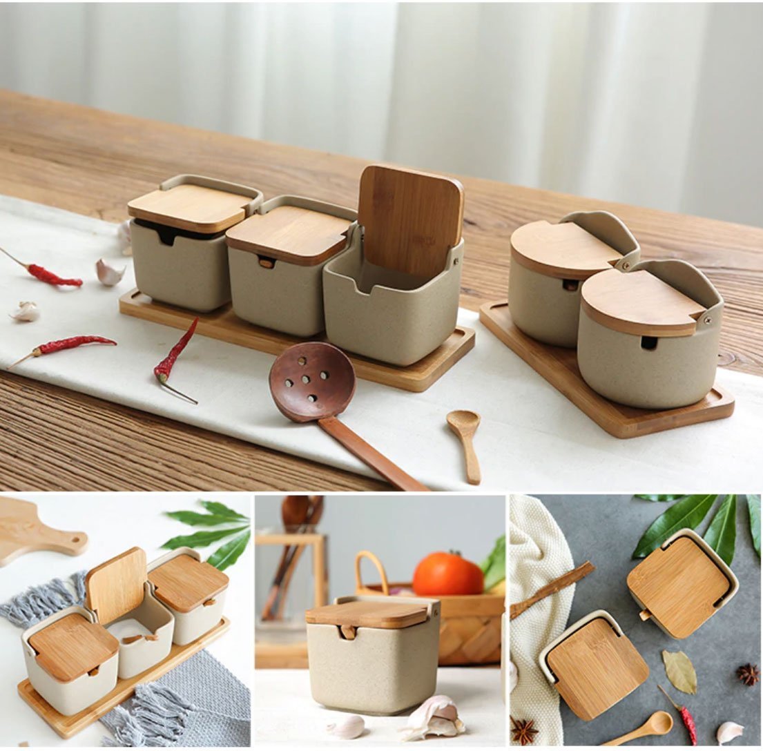 Spice Jars with Bamboo Cover - Nordic Side - 