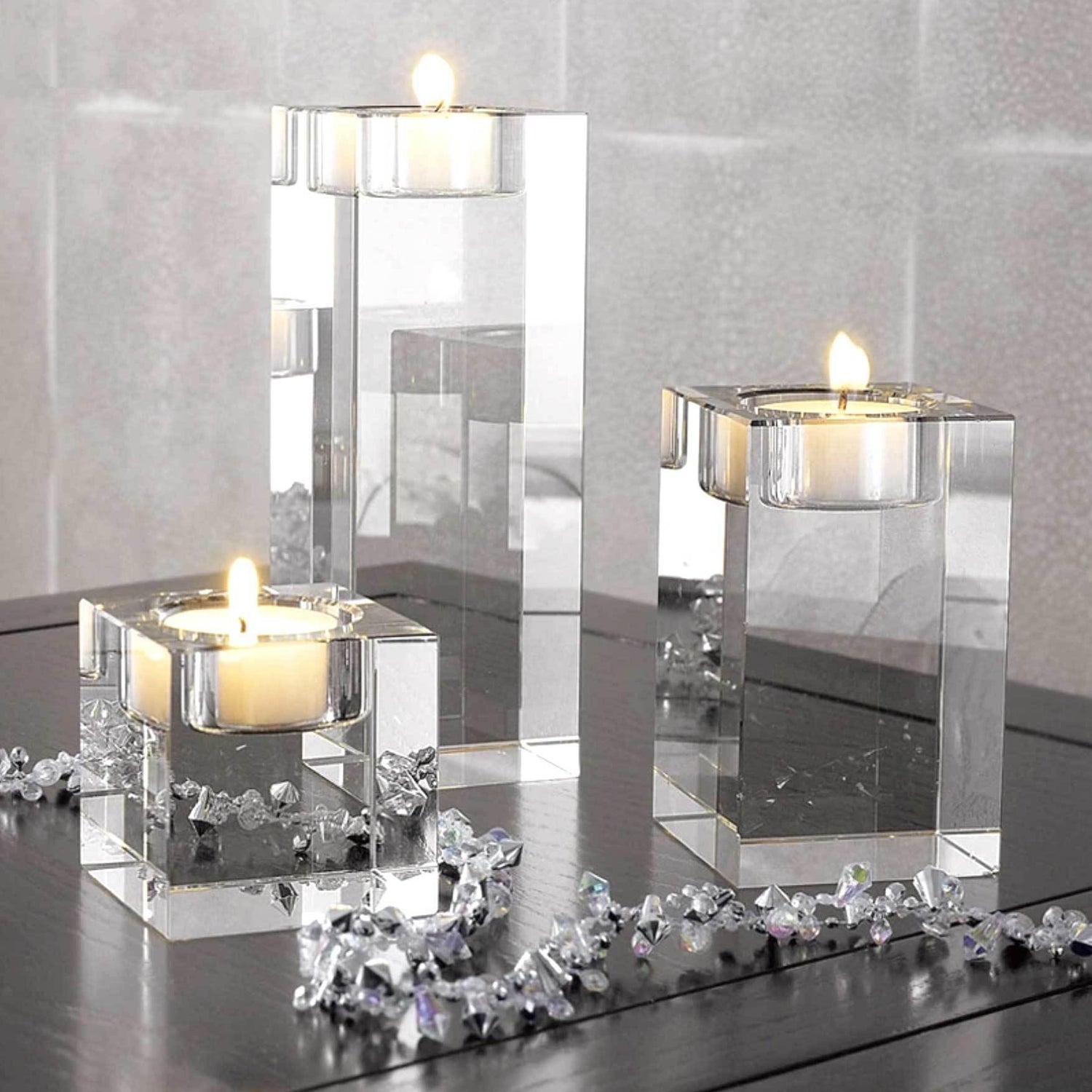 Square Crystal Candleholders - Nordic Side - 
