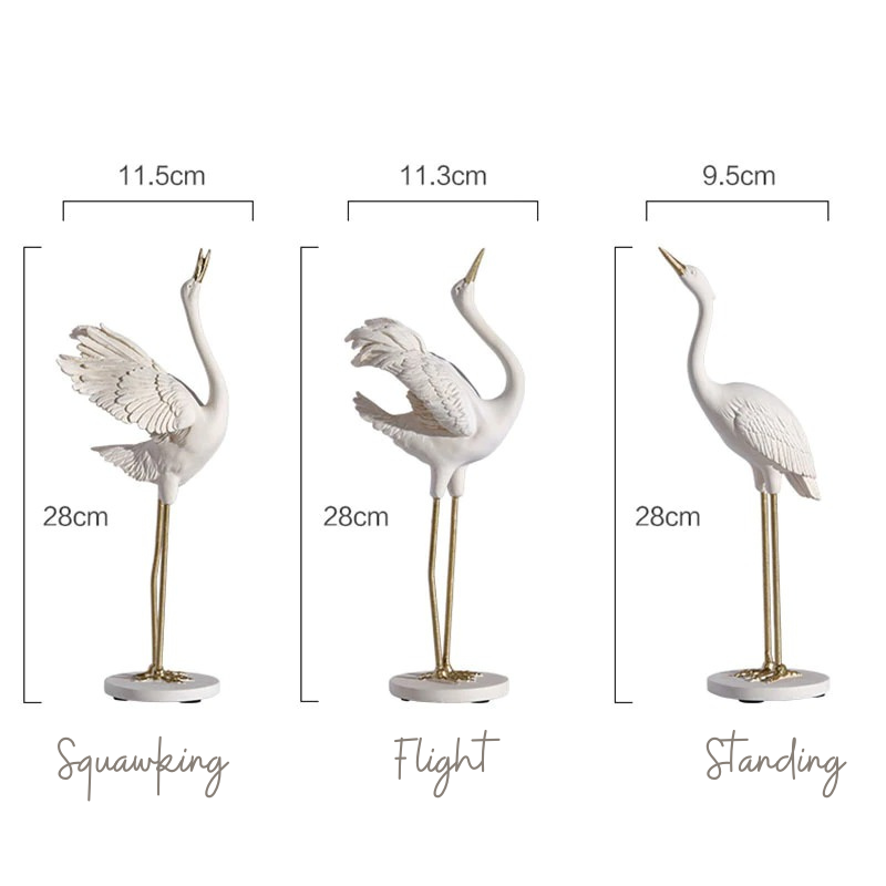 HomeQuill™ Classical Crane Statue Set - Nordic Side - 