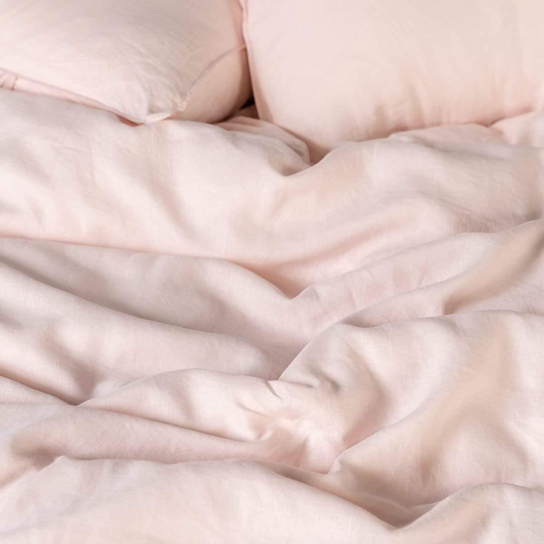 Blush European Linen Duvet Cover Set - Nordic Side - bed, bedding, duvet