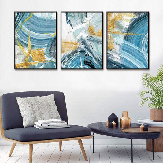 Teal Of Swirls Stretched Canvas - Nordic Side - 3 piece, Acrylic Image, canvas art, Canvas Image, spo-enabled