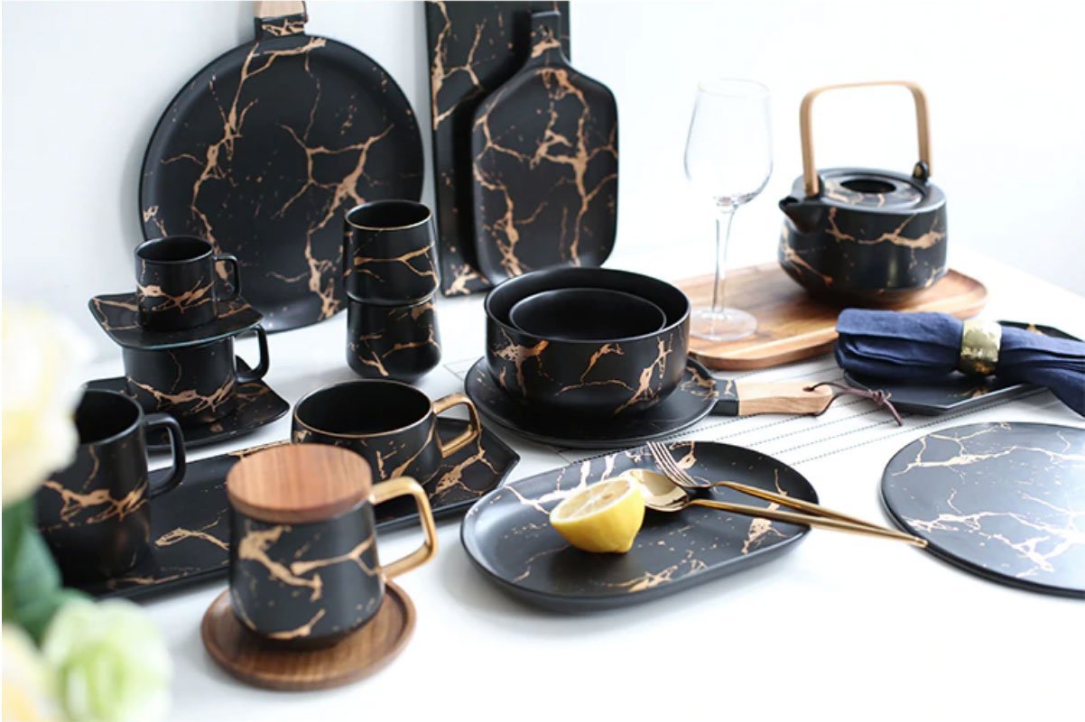 Various Gold Marble Ceramics - Nordic Side - 