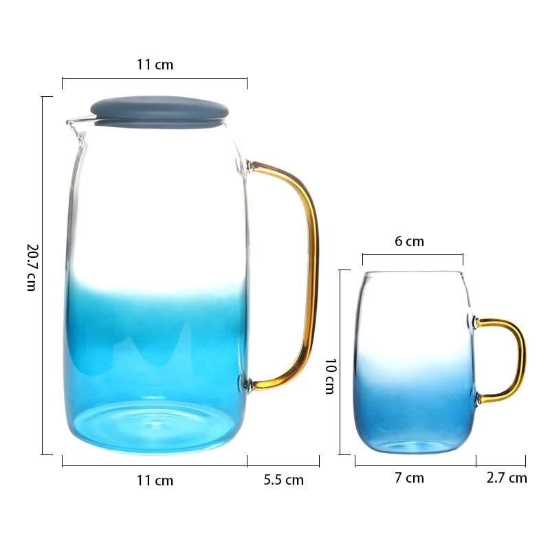 Blue Ombre Glass Pitcher and Cups Set