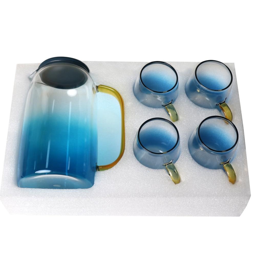 Blue Ombre Glass Pitcher and Cups Set