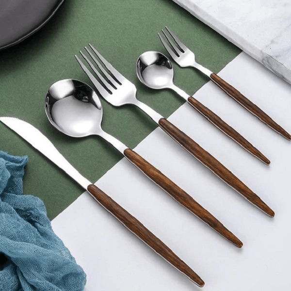 Wood Handle Cutlery Set - Nordic Side - architecture, arcitecture, art, artichture, artist, artlighting, bathroom vanity, contemporaryart, custom-made, decor, decoration, design, designer, de