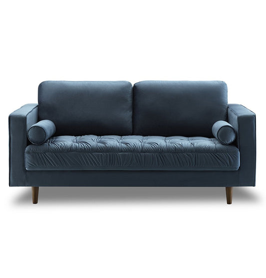 Bente - Tufted Light Blue Velvet Loveseat 2-Seater Sofa