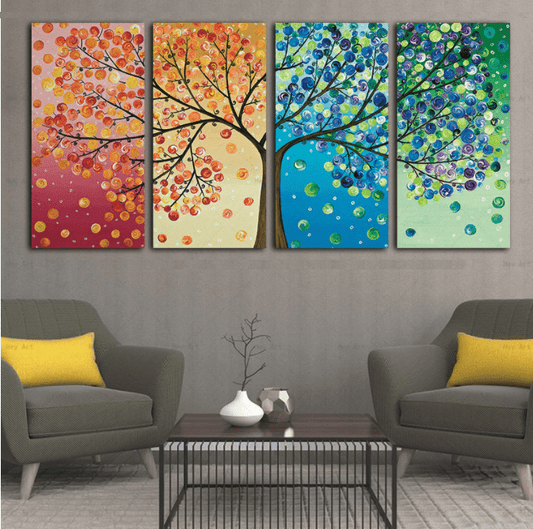 Tree of Life Stretched Canvas - Nordic Side - 4 Piece, Acrylic Image, canvas art, Canvas Image, spo-enabled