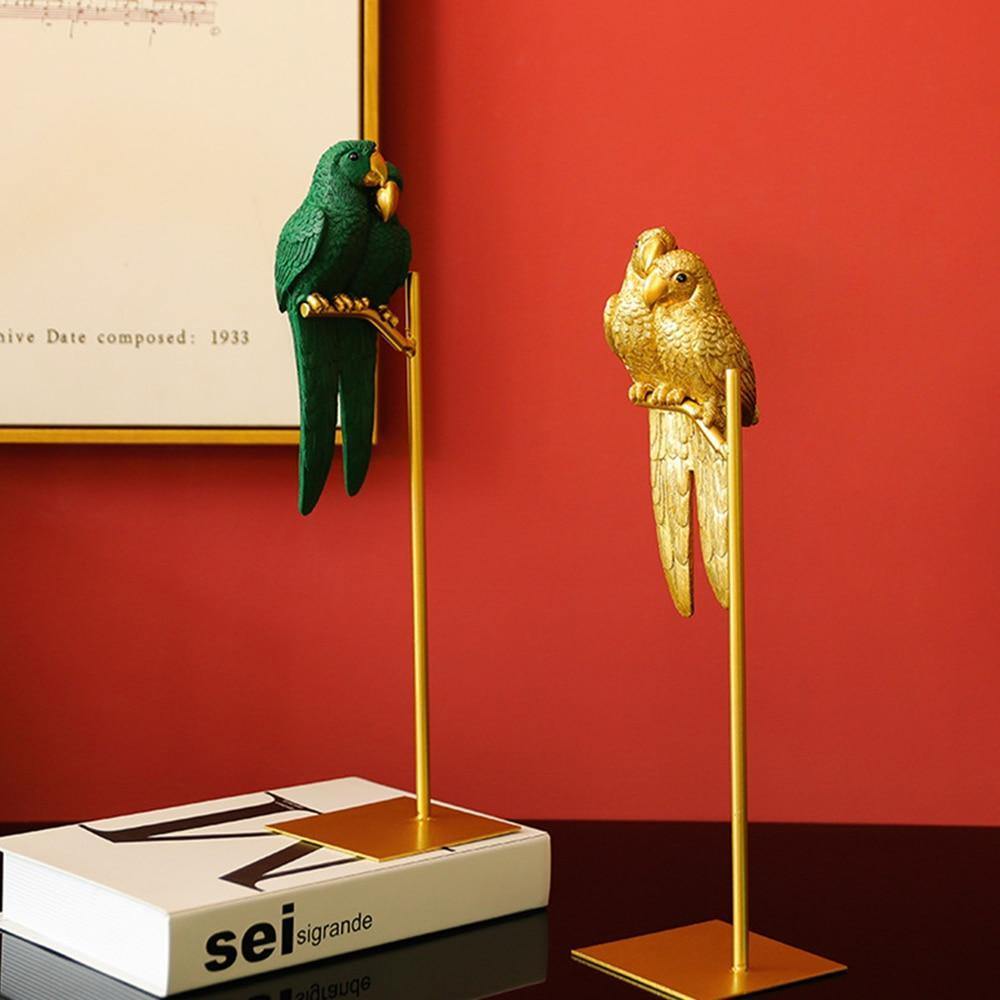 Perched Parrot Figurines - Nordic Side - figurines, parrot, perched
