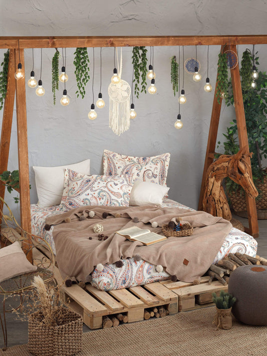 Boho Cappuccino Turkish Linen - Nordic Side - bed, bedding, duvet, spo-enabled