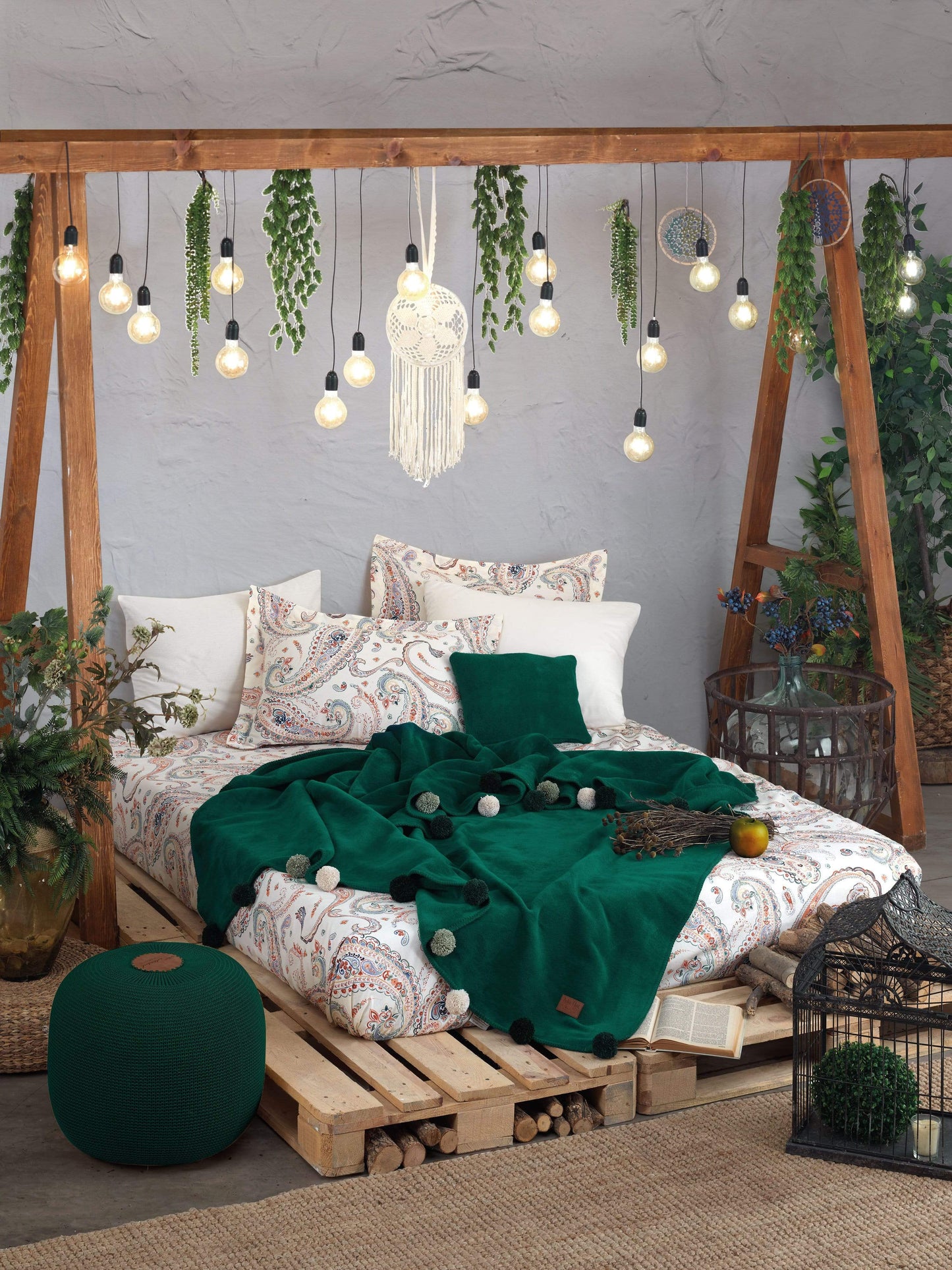 Boho Yesil Turkish Linen - Nordic Side - bed, bedding, duvet, spo-enabled