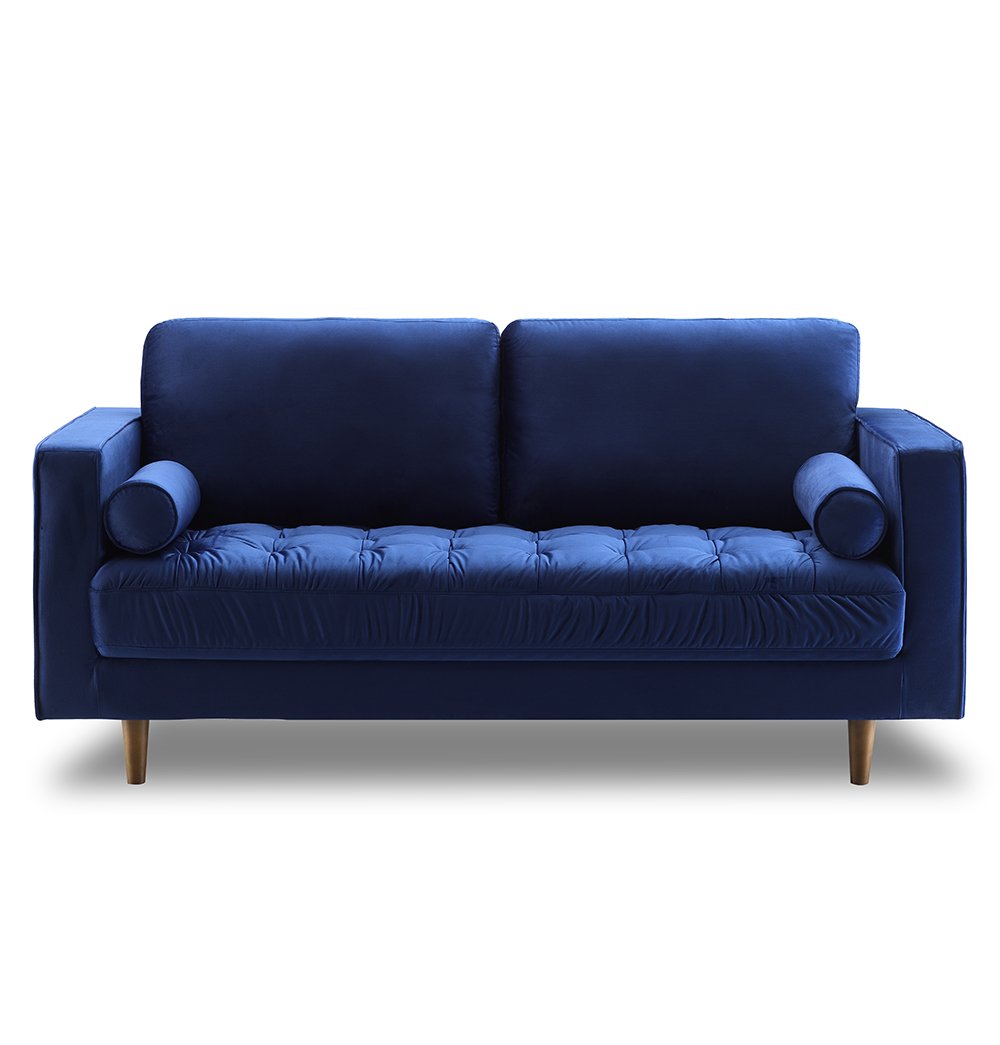 Bente - Tufted Blue Velvet Loveseat 2-Seater Sofa
