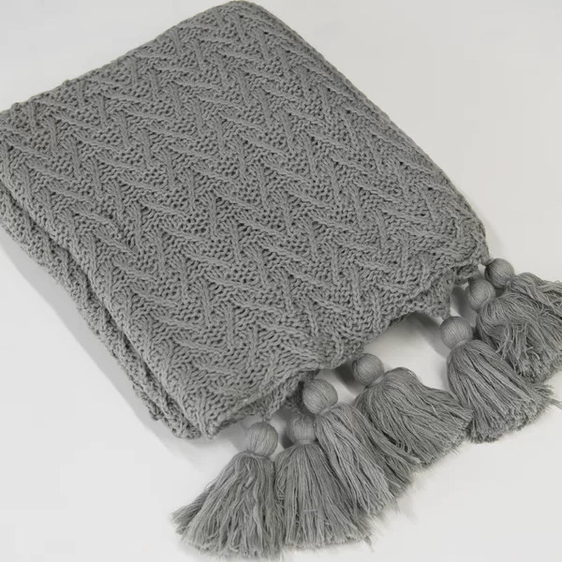 Bellago Knitted Tassel Throw Blanket