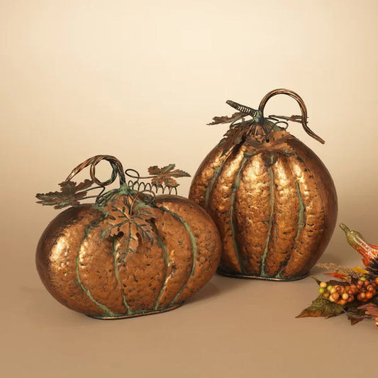 2 Piece Set Harvest Pumpkin Decorative Accent