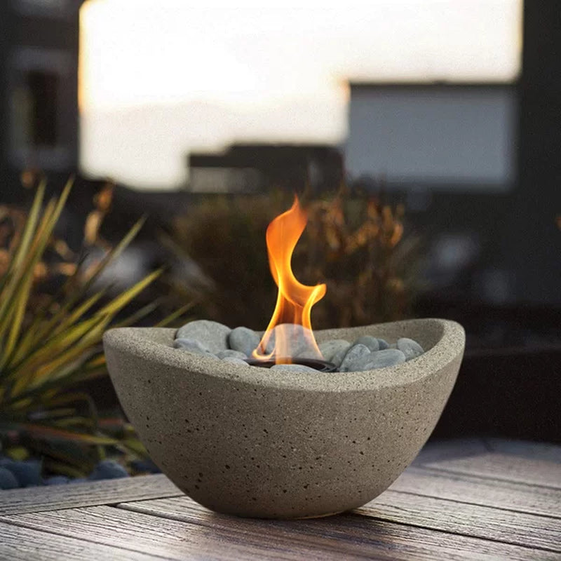 Wave Concrete Gel Outdoor Tabletop Fireplace