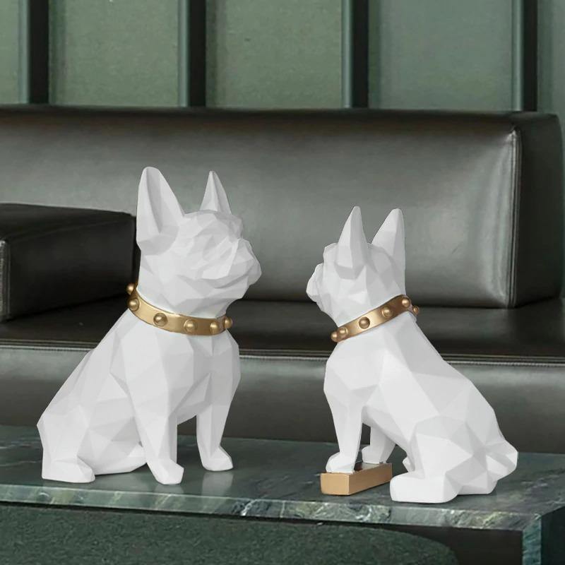 HomeQuill™ Geometric French Bulldog Tabletop Statue - Nordic Side - 