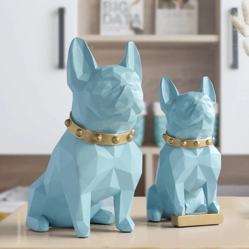 HomeQuill™ Geometric French Bulldog Tabletop Statue - Nordic Side - 