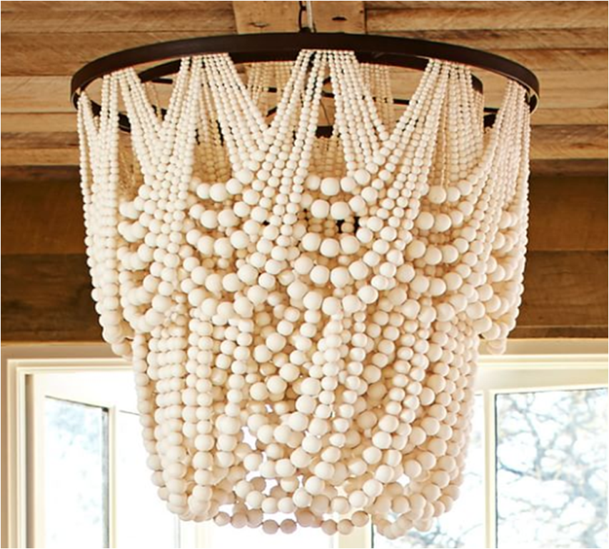 French wood bead chandelier - Nordic Side - 