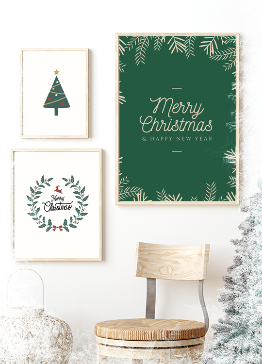 Merry Christmas Green Print - Nordic Side - 