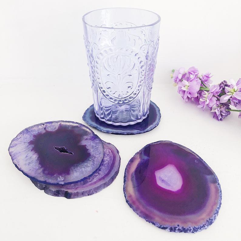 Lilac Iris Coasters - Nordic Side - Decor, Geode, Kitchen, Living Room, not-hanger