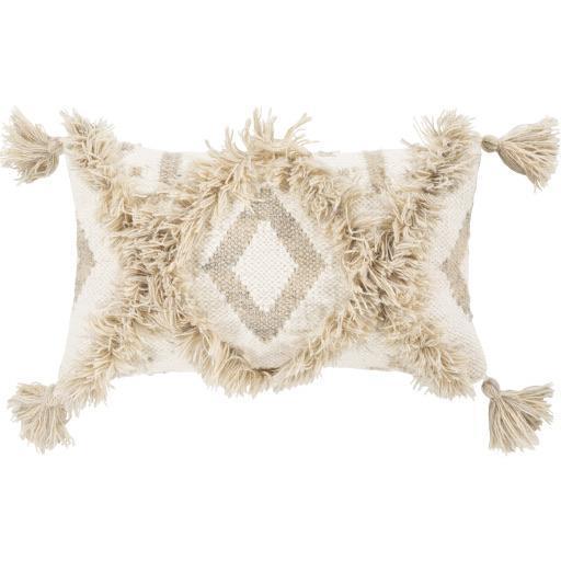 Ivory Fringe Pillow with Tassels - Nordic Side - 