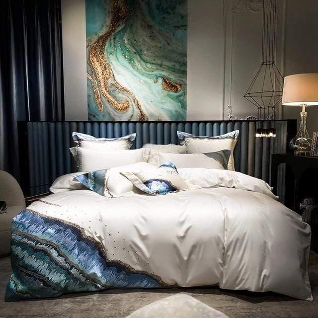 Marina Duvet Cover Set (Egyptian Cotton) - Nordic Side - bed, bedding, bedroom
