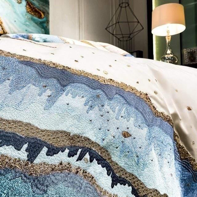 Marina Duvet Cover Set (Egyptian Cotton) - Nordic Side - bed, bedding, bedroom