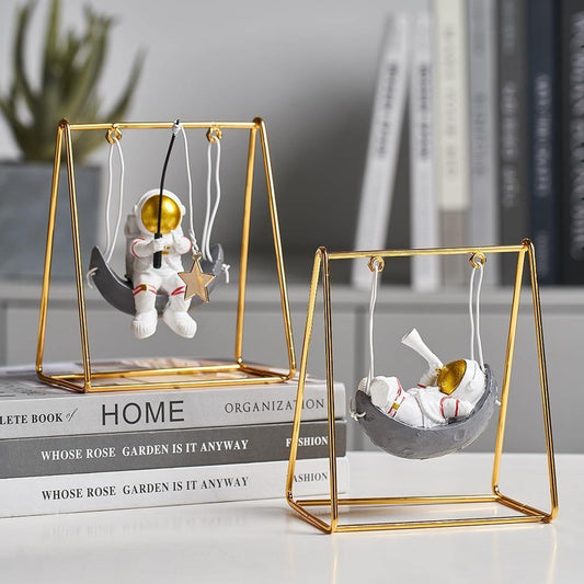 HomeQuill™ Mini Astronaut on a Swing Figurine - Nordic Side - 