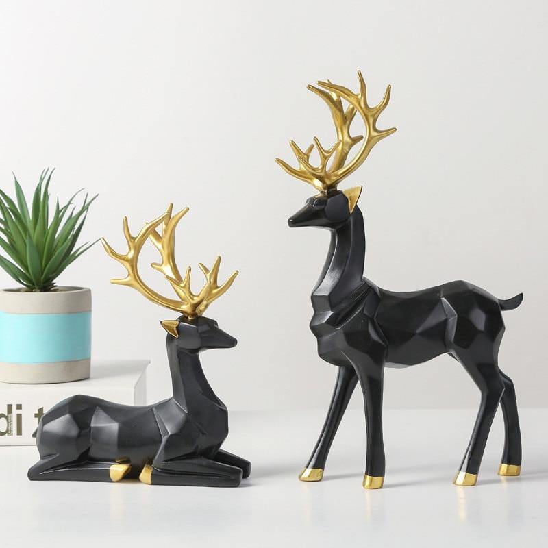 HomeQuill™ Modern Geometric Deer Tabletop - Nordic Side - 