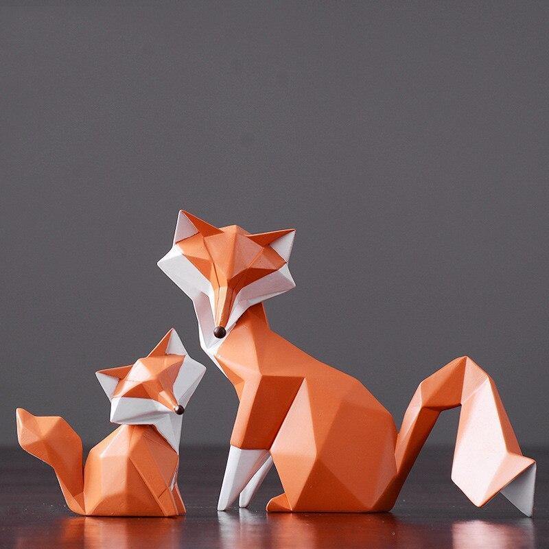 HomeQuill™ Mini Geometric Fox Figurine - Nordic Side - 