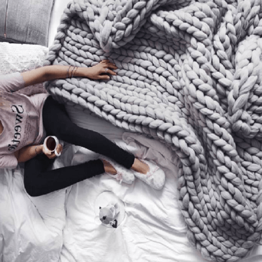 Handmade Chunky Knit Blanket - Nordic Side - Cool, Women Beauty