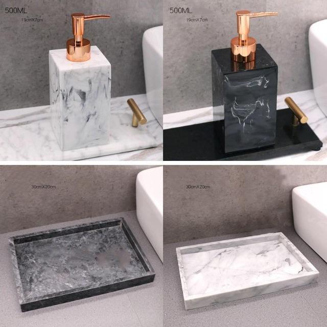 Gamela - Marble Texture Bathroom Storage Tray - Nordic Side - BATH, Bed & Bath