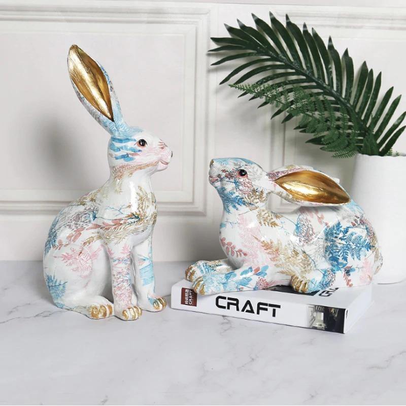HomeQuill™ Bunny Rabbit Tabletop Statue - Nordic Side - 