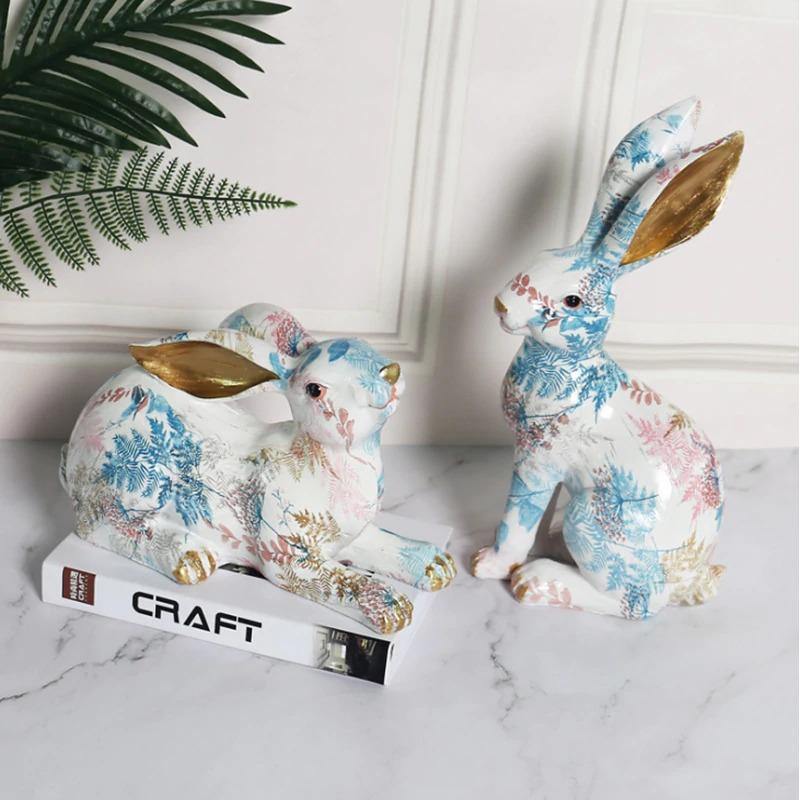 HomeQuill™ Bunny Rabbit Tabletop Statue - Nordic Side - 