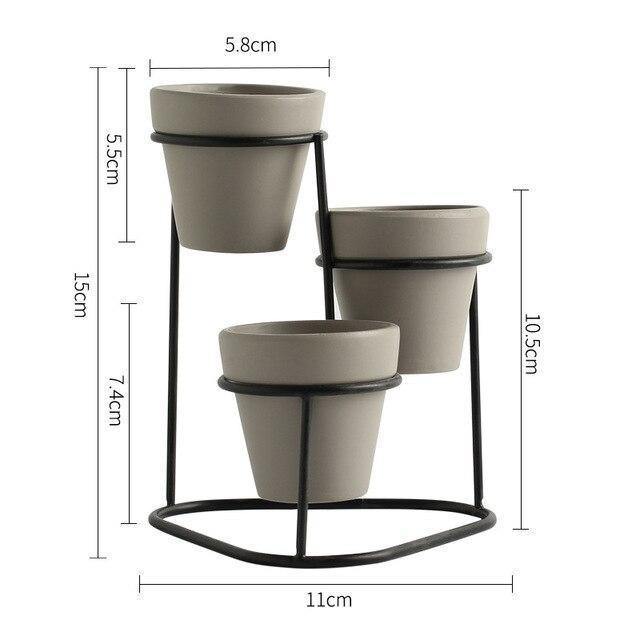 3Pcs Nordic style Coarse Pottery Ceramics Gold Iron Vase Tabletop Flowerpot Home Wedding Decoration Accessories For Flower Plant - Nordic Side - 
