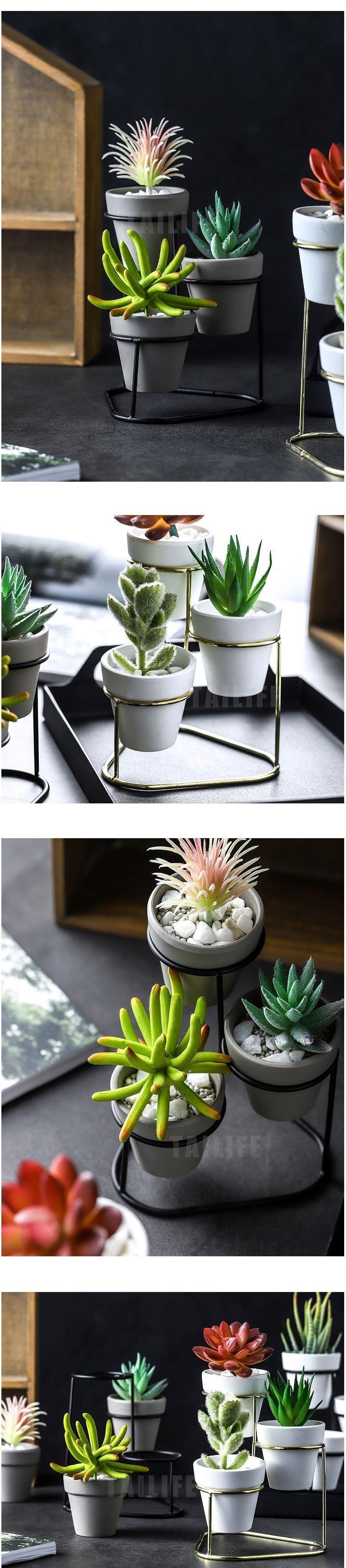 3Pcs Nordic style Coarse Pottery Ceramics Gold Iron Vase Tabletop Flowerpot Home Wedding Decoration Accessories For Flower Plant - Nordic Side - 