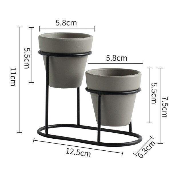 2Pcs Nordic style Coarse Pottery Ceramics Gold Iron Vase Tabletop Flowerpot Home Wedding Decoration Accessories For Flower Plant - Nordic Side - 