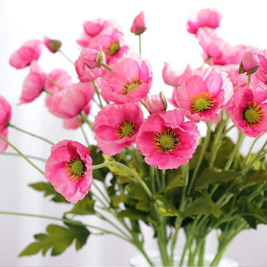 4 Heads/branch Poppy flowers with leaves Artificial flower fleurs artificielles for Home party Decoration flores Poppies - Nordic Side - 