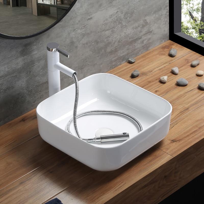 Karri - Ceramic Countertop Bathroom Sink with Pull Out Faucet - Nordic Side - 03-27, feed-cl0-over-80-dollars, modern-pieces