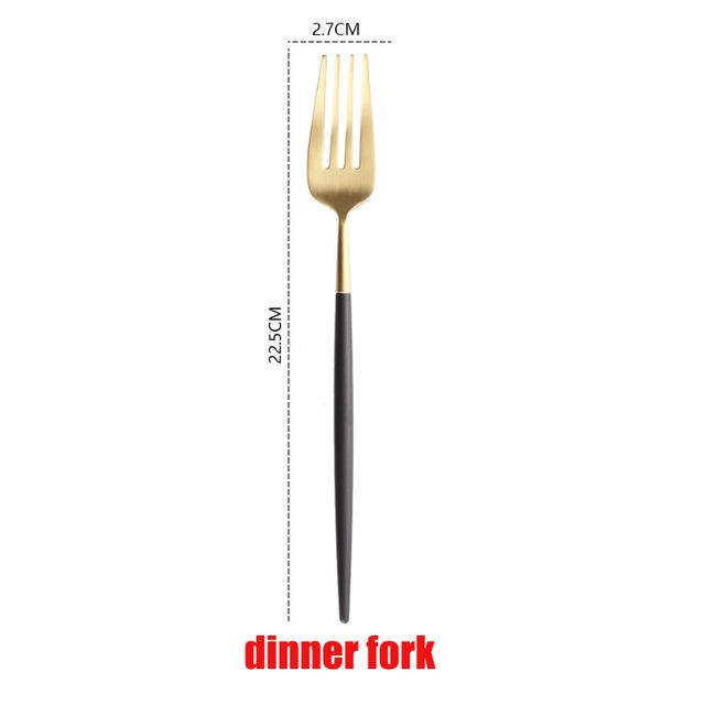 Black Silver/Gold Tablewear Stainless Cutlery - Nordic Side - diningroom, kitchen