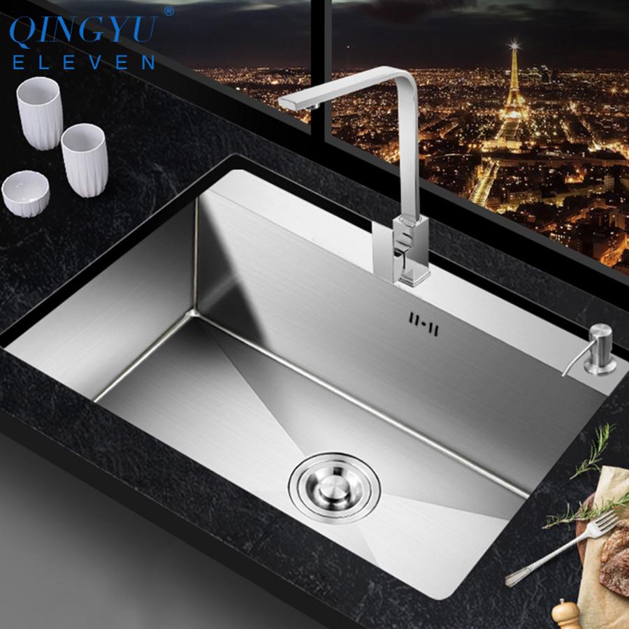 Huxon - Handmade Stainless Steel Lead-Free Large Kitchen Sink - Nordic Side - 03-18, modern-pieces
