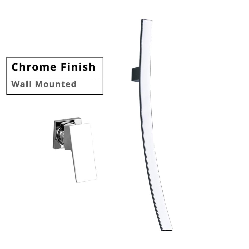 Miquel - Chrome Wall Mounted Waterfall Spout Bathroom Faucet - Nordic Side - 03-19, modern-pieces