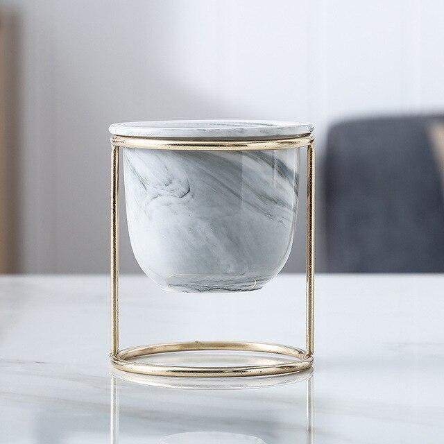 Marble Pot with Golden Stand - Nordic Side - 