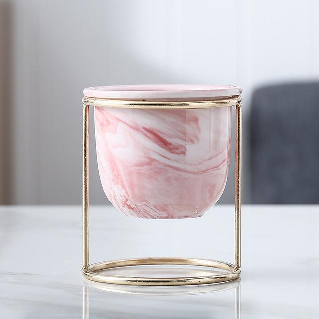 Marble Pot with Golden Stand - Nordic Side - 