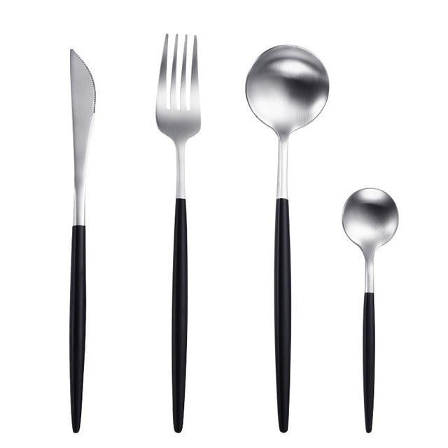 Black Silver/Gold Tablewear Stainless Cutlery - Nordic Side - diningroom, kitchen