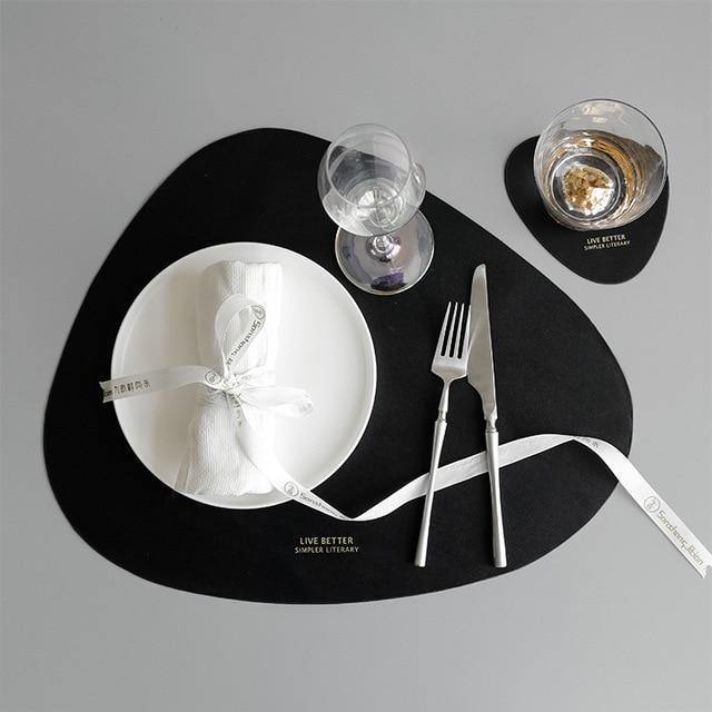 2Pcs Pebble Leather Waterproof Placemat - Nordic Side - 